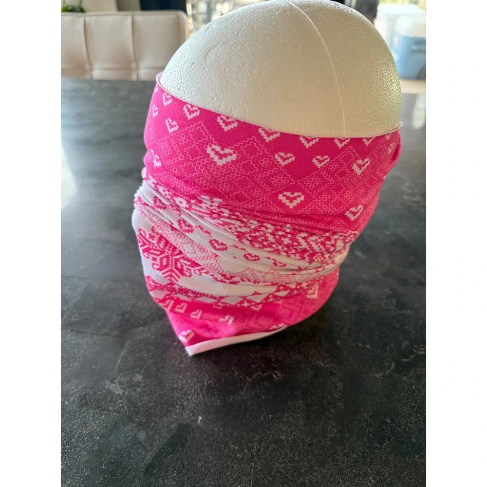 Turtle Fur Youth Kids Pink White Fair Isle Heart Snowflake Neck Warmer Gaiter